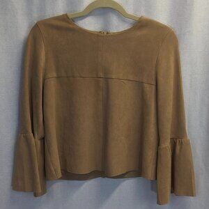 DO + BE Faux Suede Top Size Small Tan